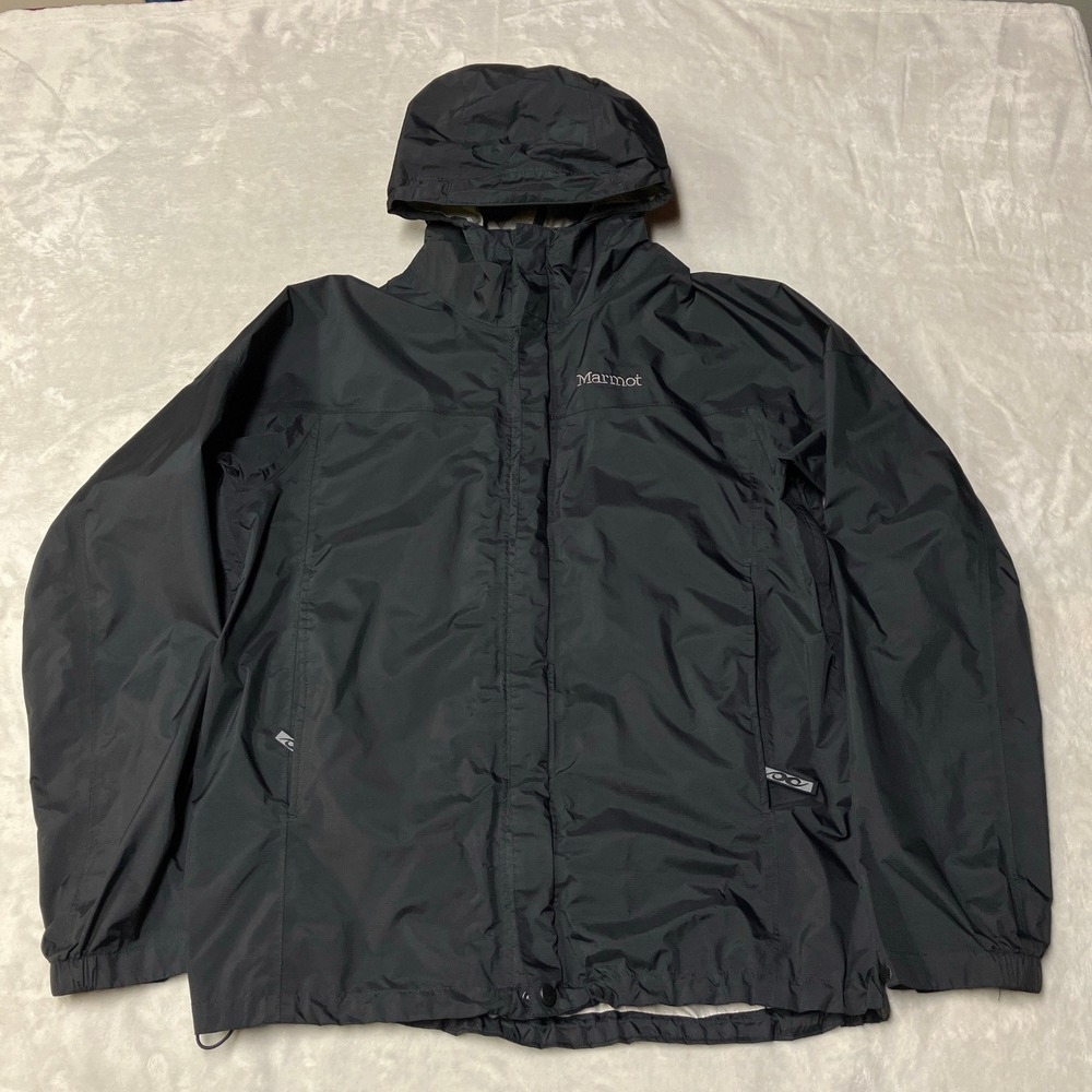 Marmot Jacket Precip Rain Shell Hooded Lightweight Black A50200 Mens Medium